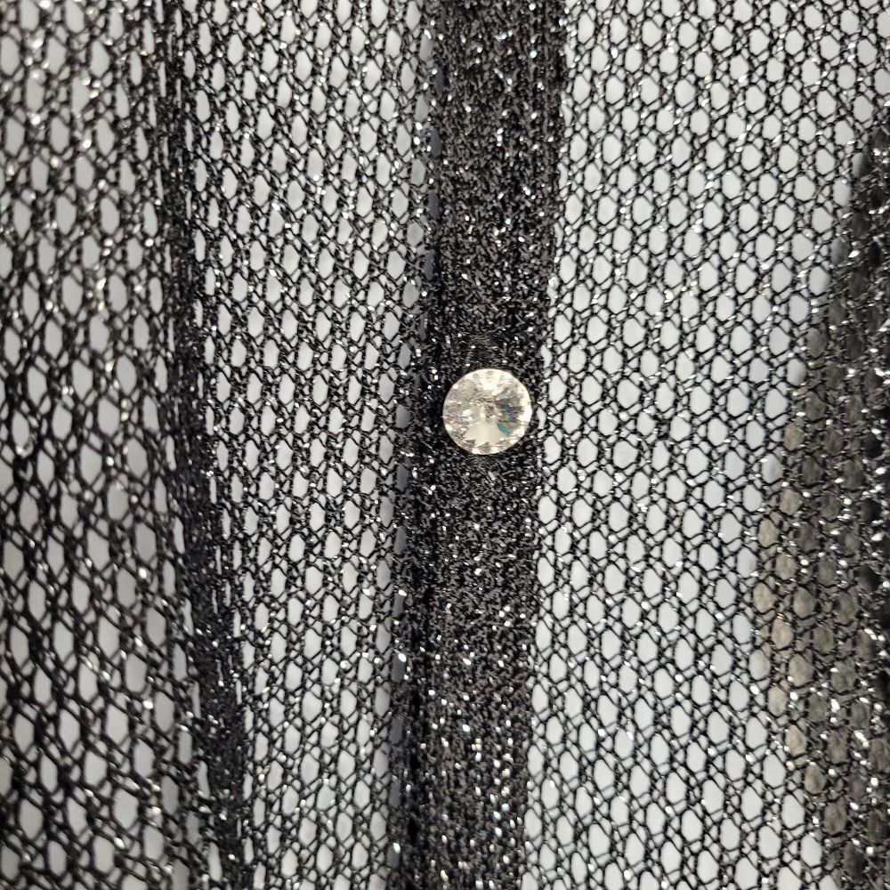 Js Collections Black Sparkly Open Knit Button Fro… - image 3